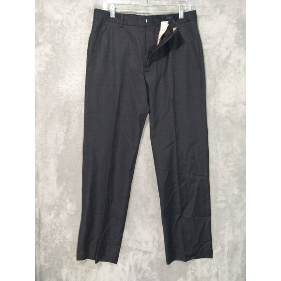 Banana Republic Dress Pants Mens 31x32 Gray Wool Straight Leg Mid Rise Trousers - Picture 1 of 9